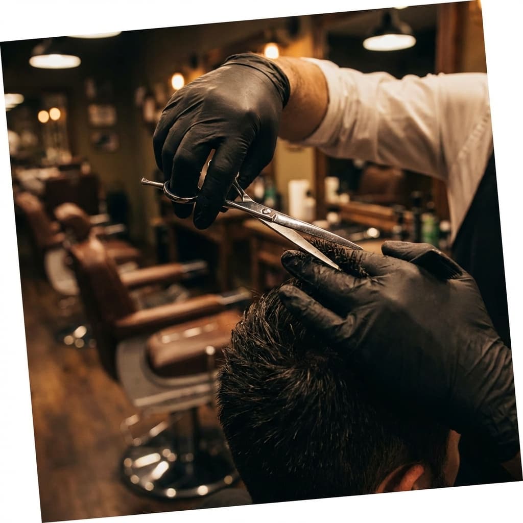 Barber styling hands closeup