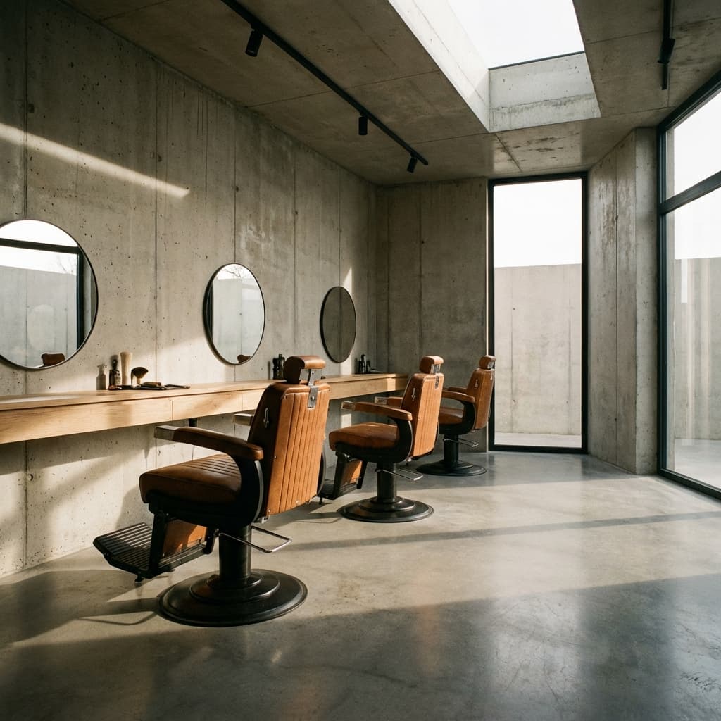 Minimalist barber interior